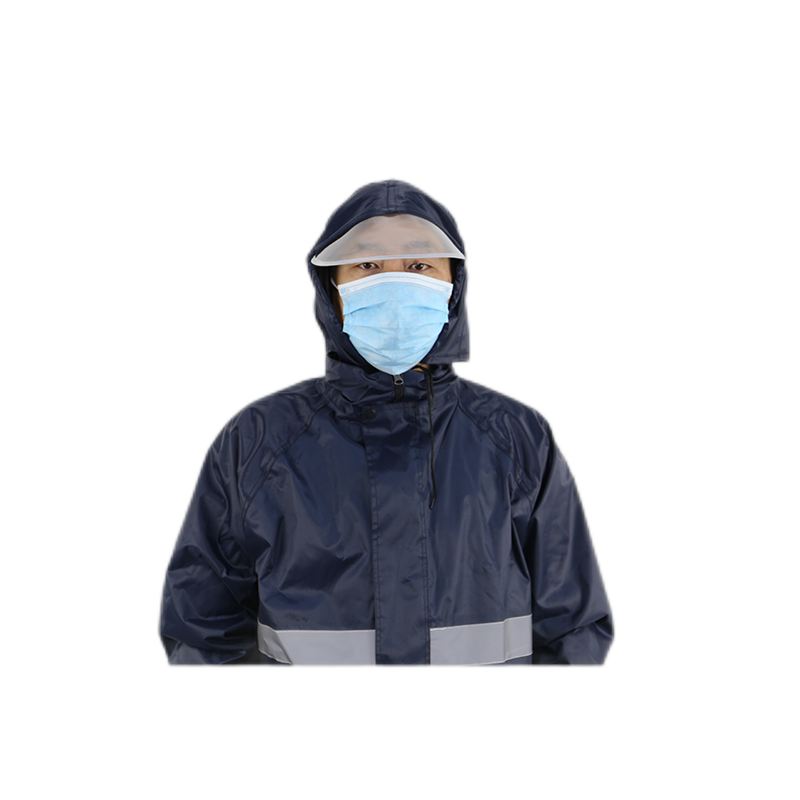 汉盾 HD-RAC002 带反光条双层分体雨衣（带网格内衬）藏青色
