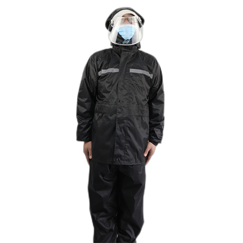 汉盾 HD-RAC003 带反光条双层分体雨衣（带网格内衬、可拆卸大帽檐）