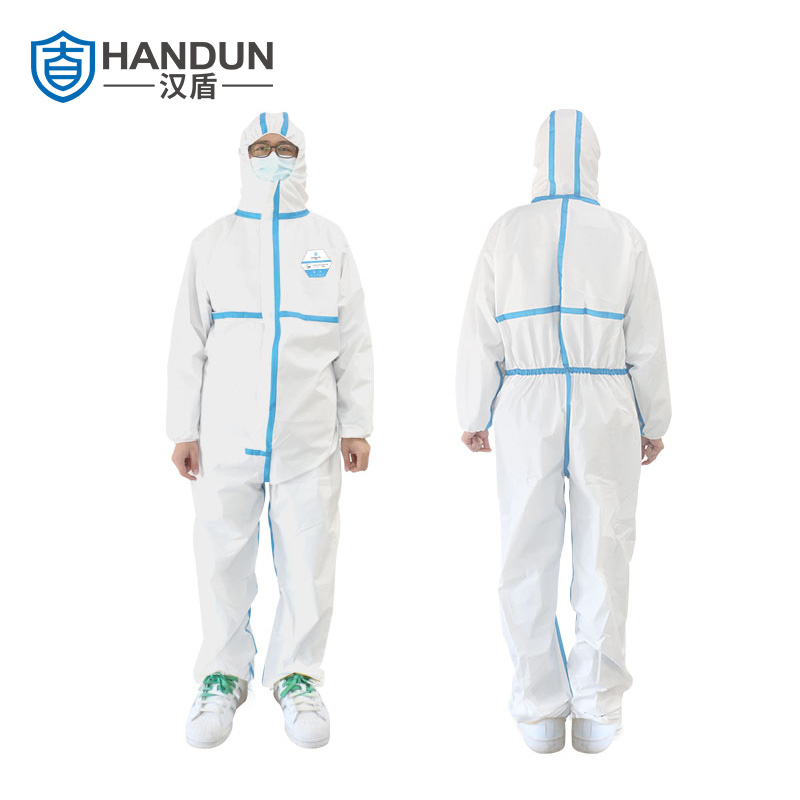 汉盾 HD-BP616胶条型 白色带帽连体式限次性工业防护服