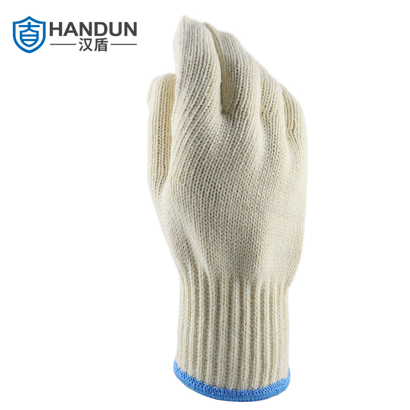 汉盾 HD-850G全棉  7针本白850g全棉纱线手套（蓝色锁边）（12付/打，20打/箱）